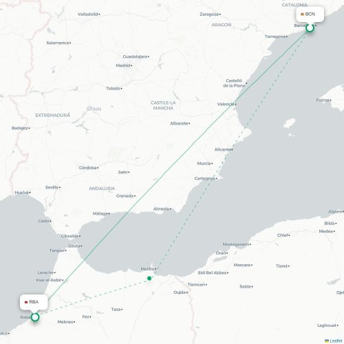 Barcelone - Rabat carte du vol direct