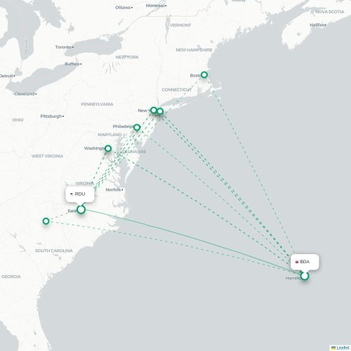 Mapa lotu bezpośredniego Hamilton – Raleigh