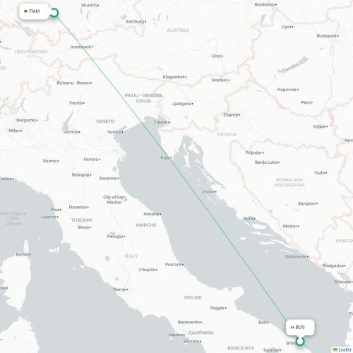 Brindisi - Memmingen kaart van rechtstreekse vlucht
