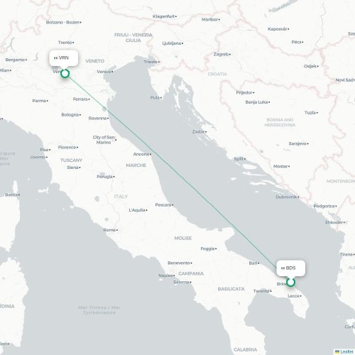 Mapa lotu bezpośredniego Brindisi – Werona