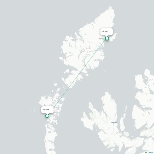Mapa de vuelo directo Isle of Benbecula - Stornoway