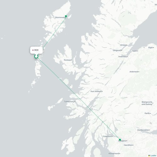 Mapa de vuelo directo Isle of Benbecula - Glasgow