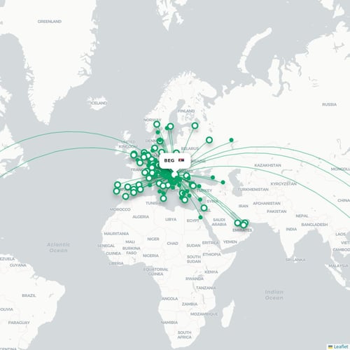 BEG routes and destination map