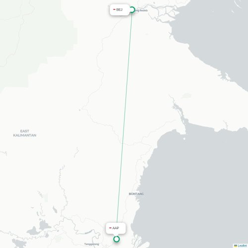 Mapa lotu bezpośredniego Tanjung Redeb – Samarinda