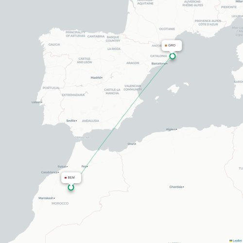 Beni Mellal - Gérone carte du vol direct