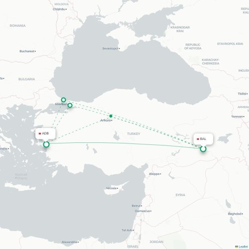 Mapa de vuelo directo Berlín - Esmirna