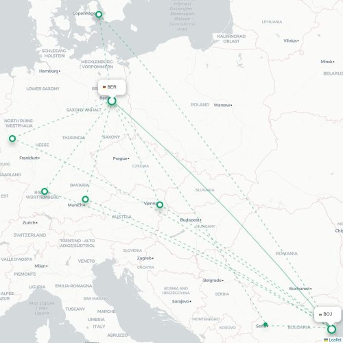 Mapa lotu bezpośredniego Berlin – Burgas