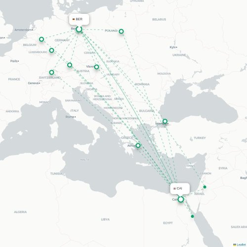 Mapa de vuelo directo Berlín - El Cairo