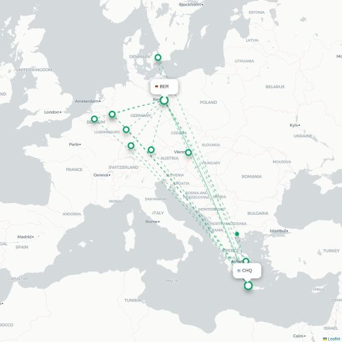 Mapa de vuelo directo Berlín - La Canea