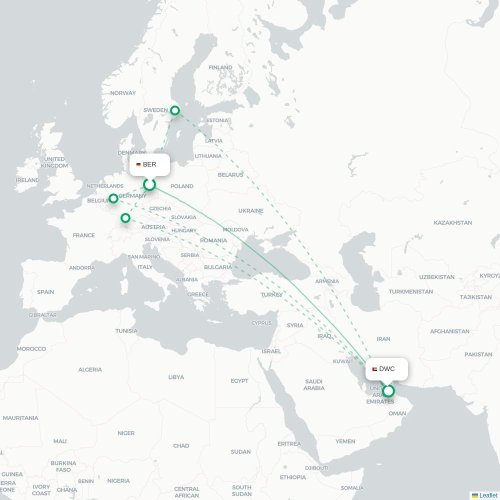 Mapa lotu bezpośredniego Berlin – Dubaj