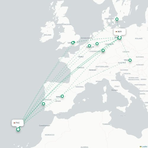 Berlin - Funchal karta över direktflyg