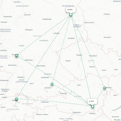 Mapa lotu bezpośredniego Berlin – Graz