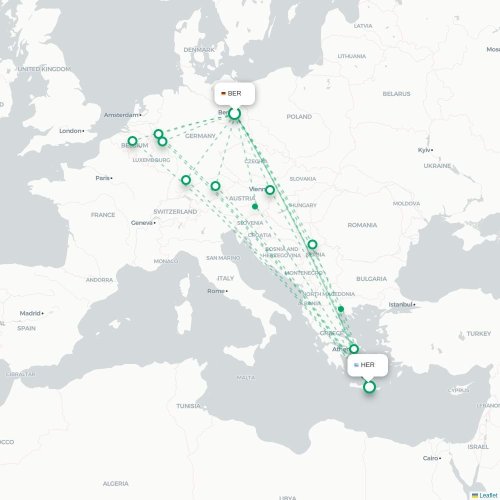 Mapa de vuelo directo Berlín - Heraclión