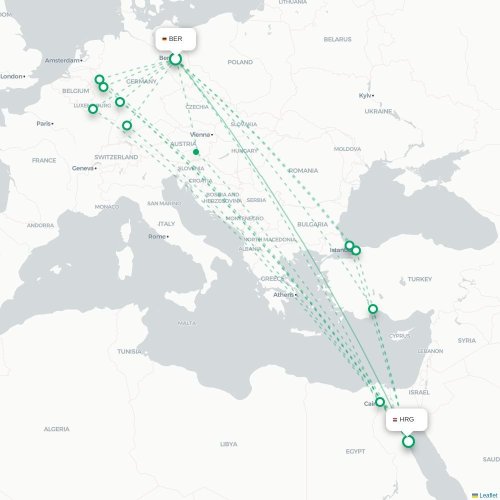 Mapa de vuelo directo Berlín - Hurgada