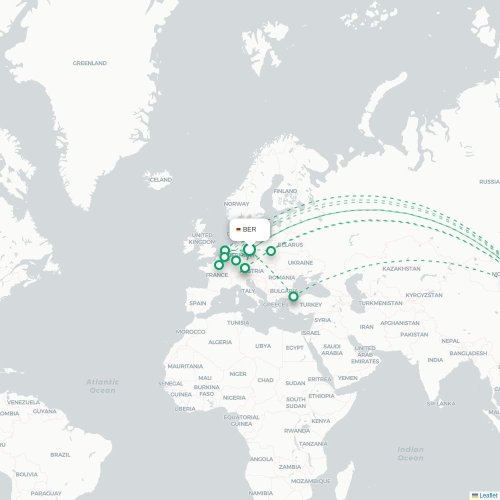 Mapa lotu bezpośredniego Berlin – Pekin