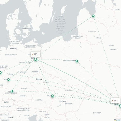 Mapa de vuelo directo Berlín - Chişinău
