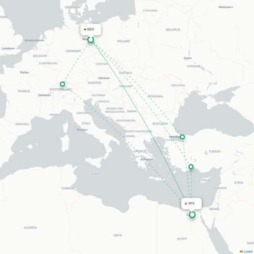 Mapa de vuelo directo Berlín - Guiza