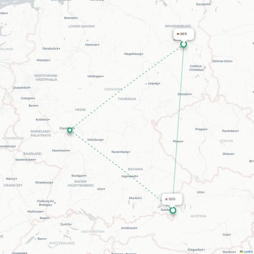 Mapa lotu bezpośredniego Berlin – Salzburg