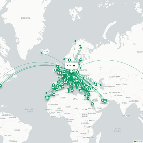 BER routes and destination map