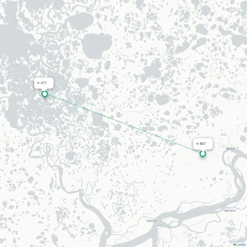 Mapa lotu bezpośredniego Bethel – Atmautluak