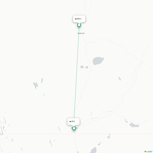 Bedourie - Birdsville kort over direkte fly