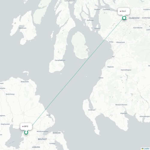 Mapa de vuelo directo Belfast - Glasgow