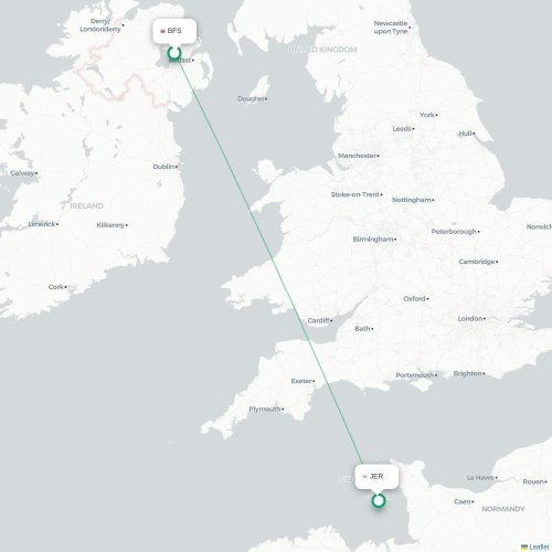 Mapa de vuelo directo Belfast - Saint Peter