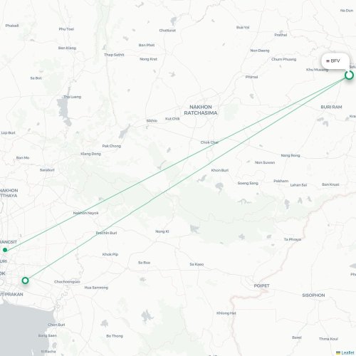 Mapa lotu bezpośredniego Buri Ram – Bangkok