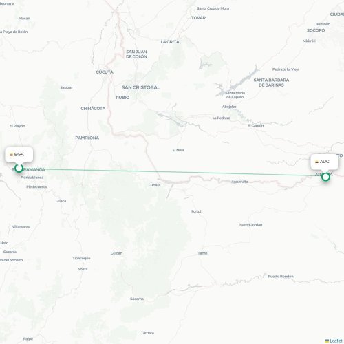 Mapa de vuelo directo Bucaramanga - Arauca