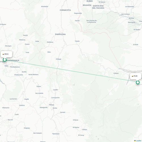 Mapa de vuelo directo Bucaramanga - Saravena