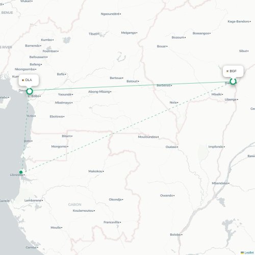Bangui - Douala karta över direktflyg