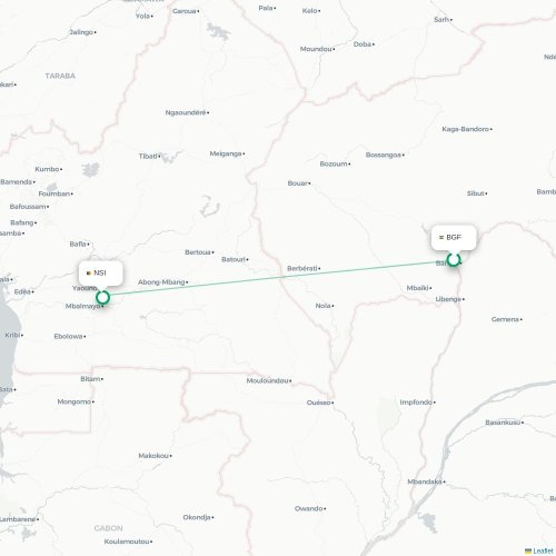 Mapa de vuelo directo Bangui - Yaundé