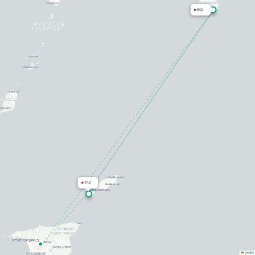 Mapa lotu bezpośredniego Bridgetown – Scarborough