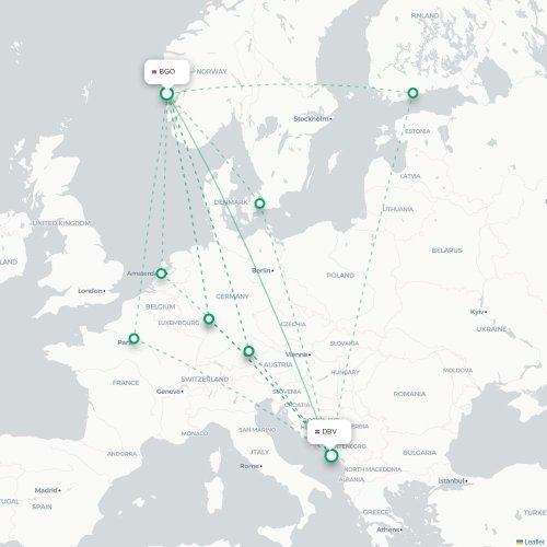 Bergen - Dubrovnik carte du vol direct