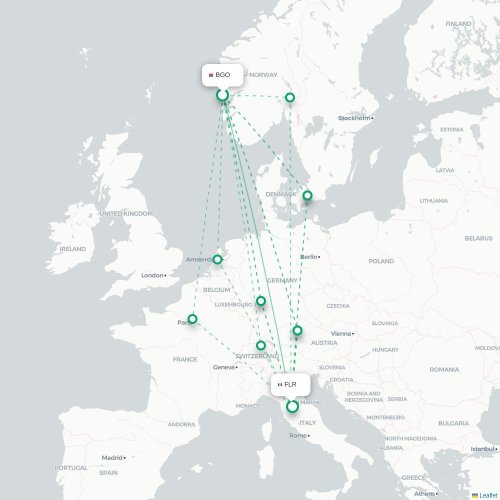 Mapa de vuelo directo Bergen - Florencia