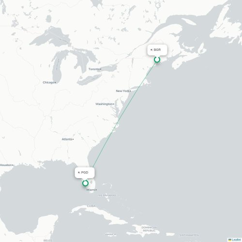 Mapa de vuelo directo Bangor - Punta Gorda
