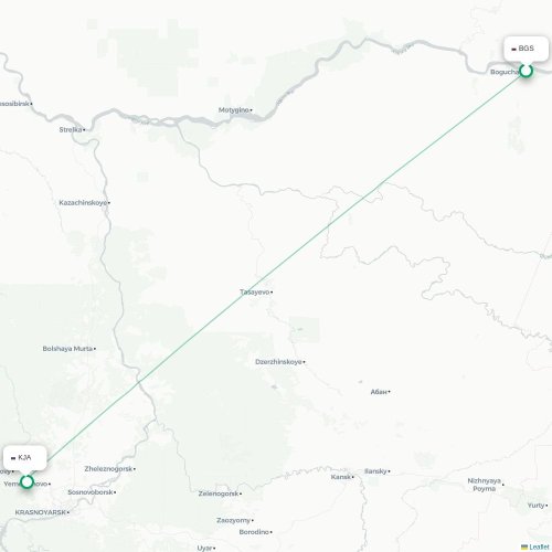Big Spring - Krasnoyarsk karta över direktflyg