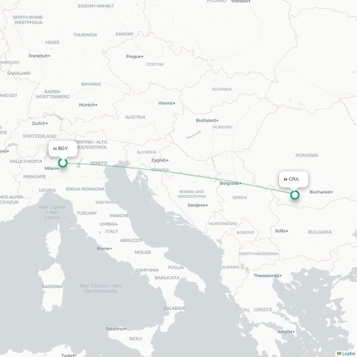 Mapa lotu bezpośredniego Bergamo – Krajowa