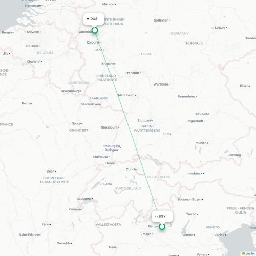 Bergamo - Düsseldorf kaart van rechtstreekse vlucht