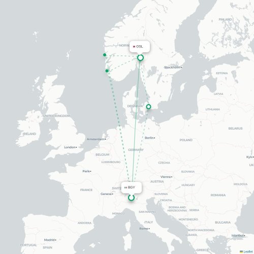Bergame - Oslo carte du vol direct