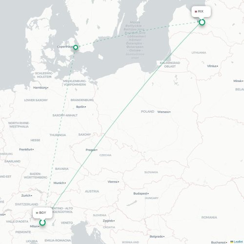 Bergamo - Riga karta över direktflyg