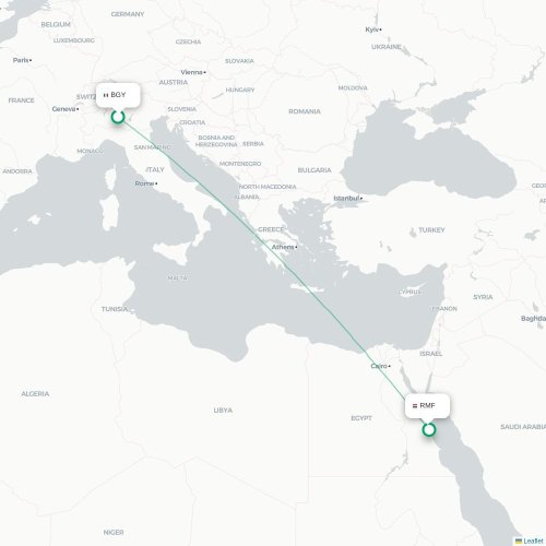 Mapa lotu bezpośredniego Bergamo – Marsa Alam