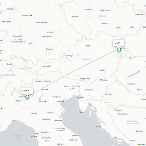Bergamo - Wien karta över direktflyg