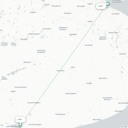 Mapa lotu bezpośredniego Bahía Blanca – Buenos Aires