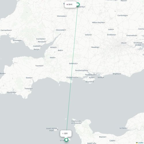 Mapa de vuelo directo Birmingham - Saint Peter