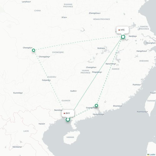 Mapa lotu bezpośredniego Beihai – Hefei