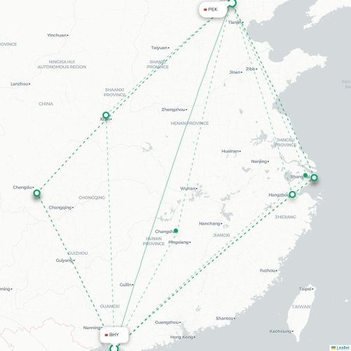 Mapa lotu bezpośredniego Beihai – Pekin
