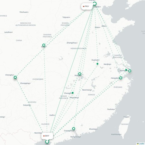 Mapa lotu bezpośredniego Beihai – Pekin
