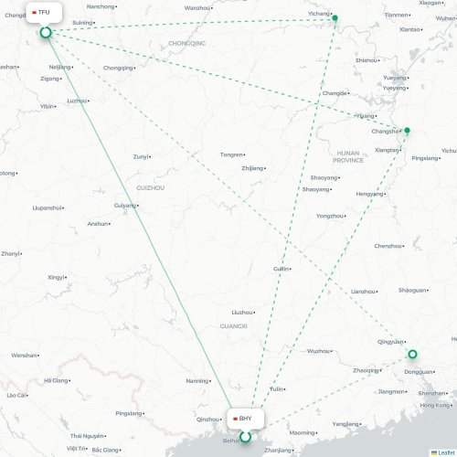 Mapa lotu bezpośredniego Beihai – Chengdu