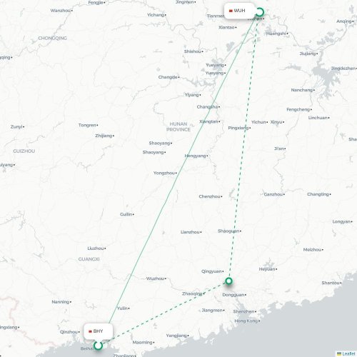 Mapa lotu bezpośredniego Beihai – Wuhan